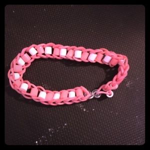 PINK AND WHITE HOMEMADE BRACELET